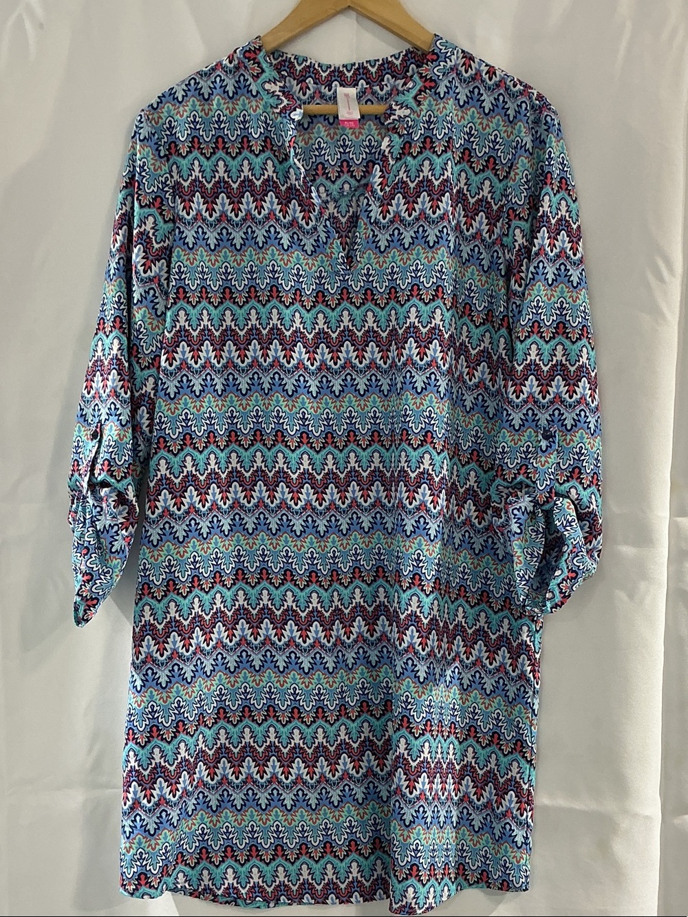 NOBO Blue and Red Patterned Long Sleeve Tunic